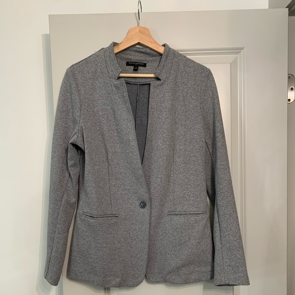 Banana Republic Grey Marled Jersey Blazer